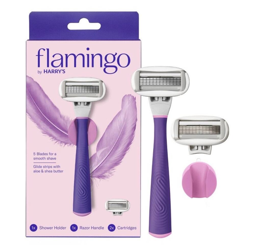 Flamingo by Harry’s 5-Blade Women’s Razor Handle + 2 Refills Electric Orchid New